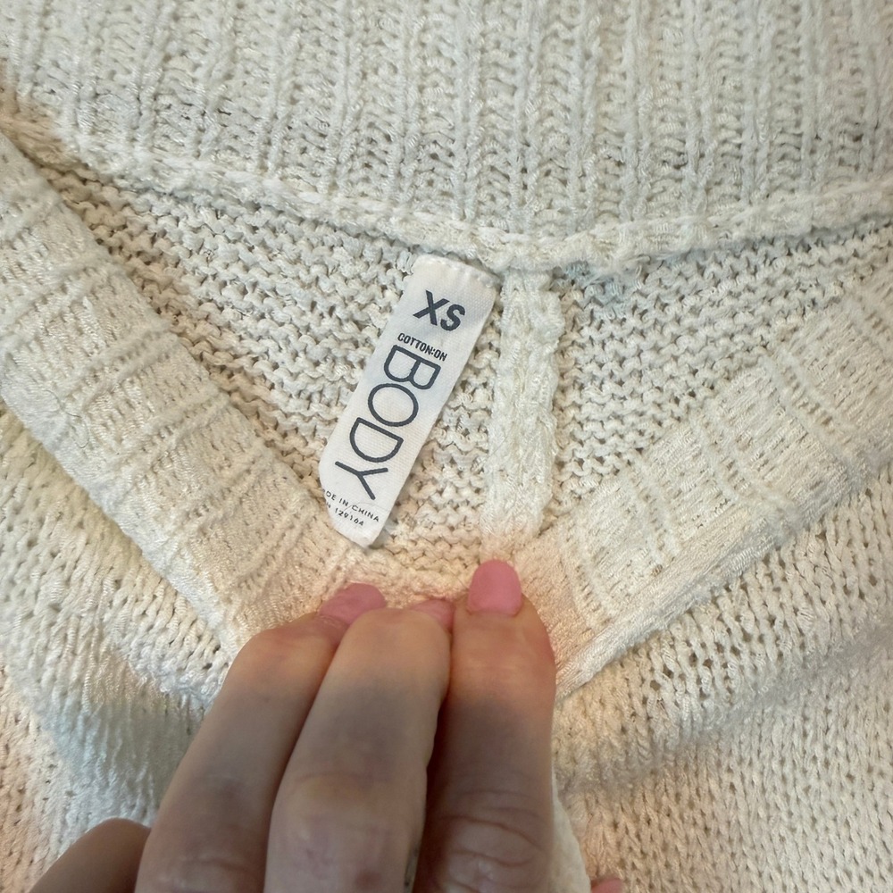 Cotton On Body Womens XS Cream Knit Lounge Shorts Drawstring Ribbed Waistband - Picture 3 of 4